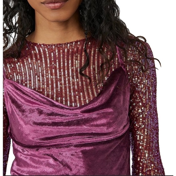 NWT Free People Velvet Tunic Large Fig Jam Intimately Free Pple All Night Cami - Picture 3 of 16